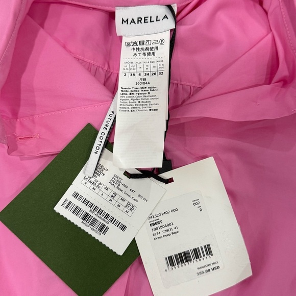 MARELLA BY MAX MARA Women’s Size 2 Pink Summer Collared Shirt Dress Cotton NEW - Picture 7 of 16